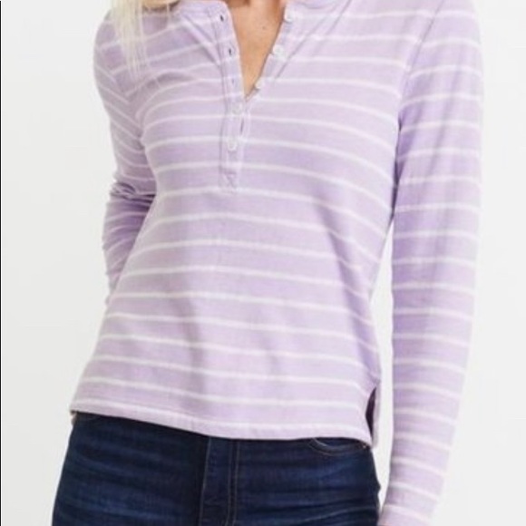Marine layer dk Henley color lavender/white strip size S - Picture 2 of 2